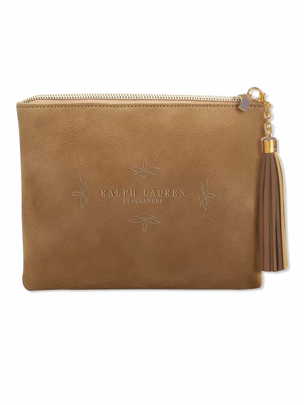 Ralph Lauren / Suede Cosmetic Bag Tassel Zip / Tan